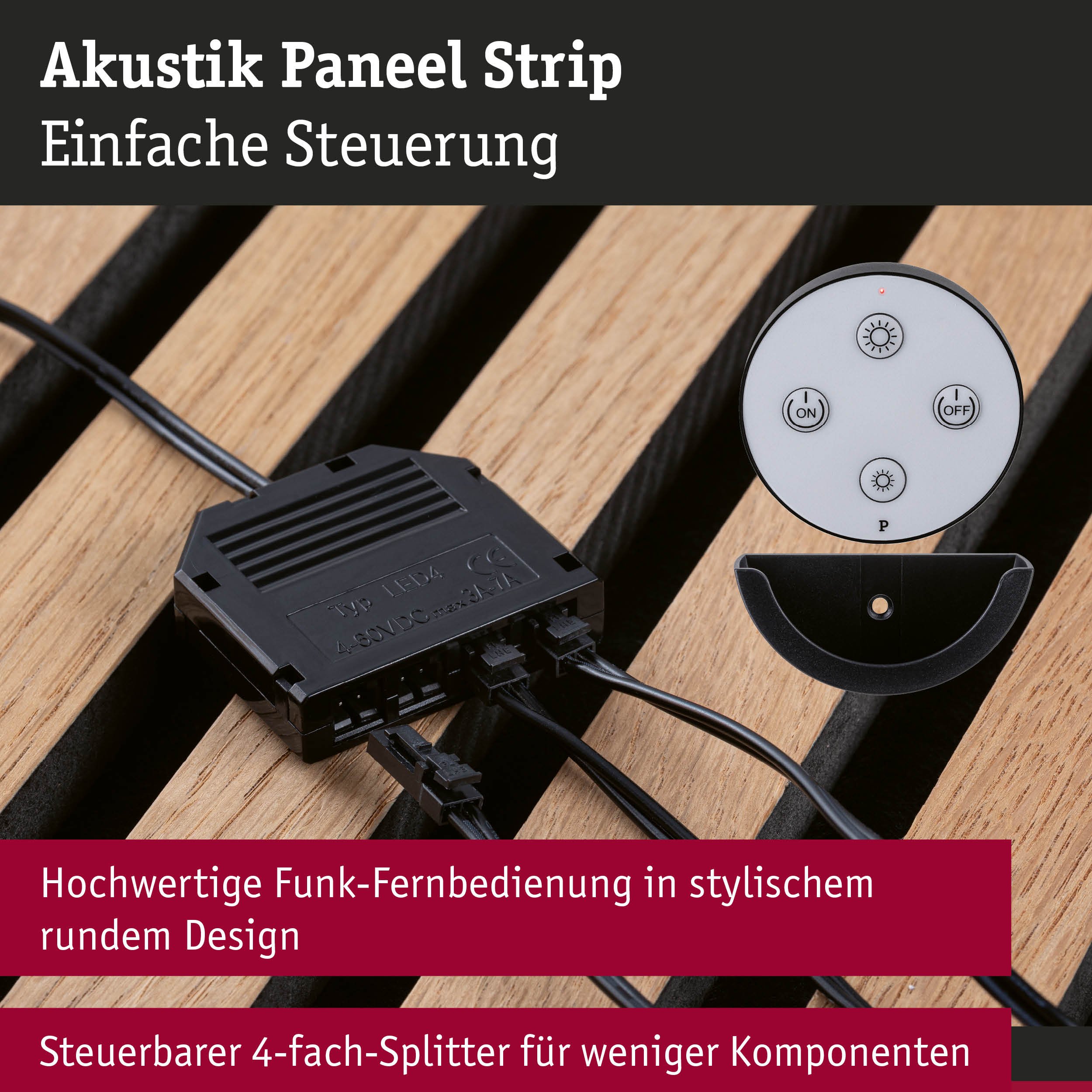 P 79577 LED Strip Akustický Panel prodloužení 2,4m 3000K černá - PAULMANN (obrázek 4)