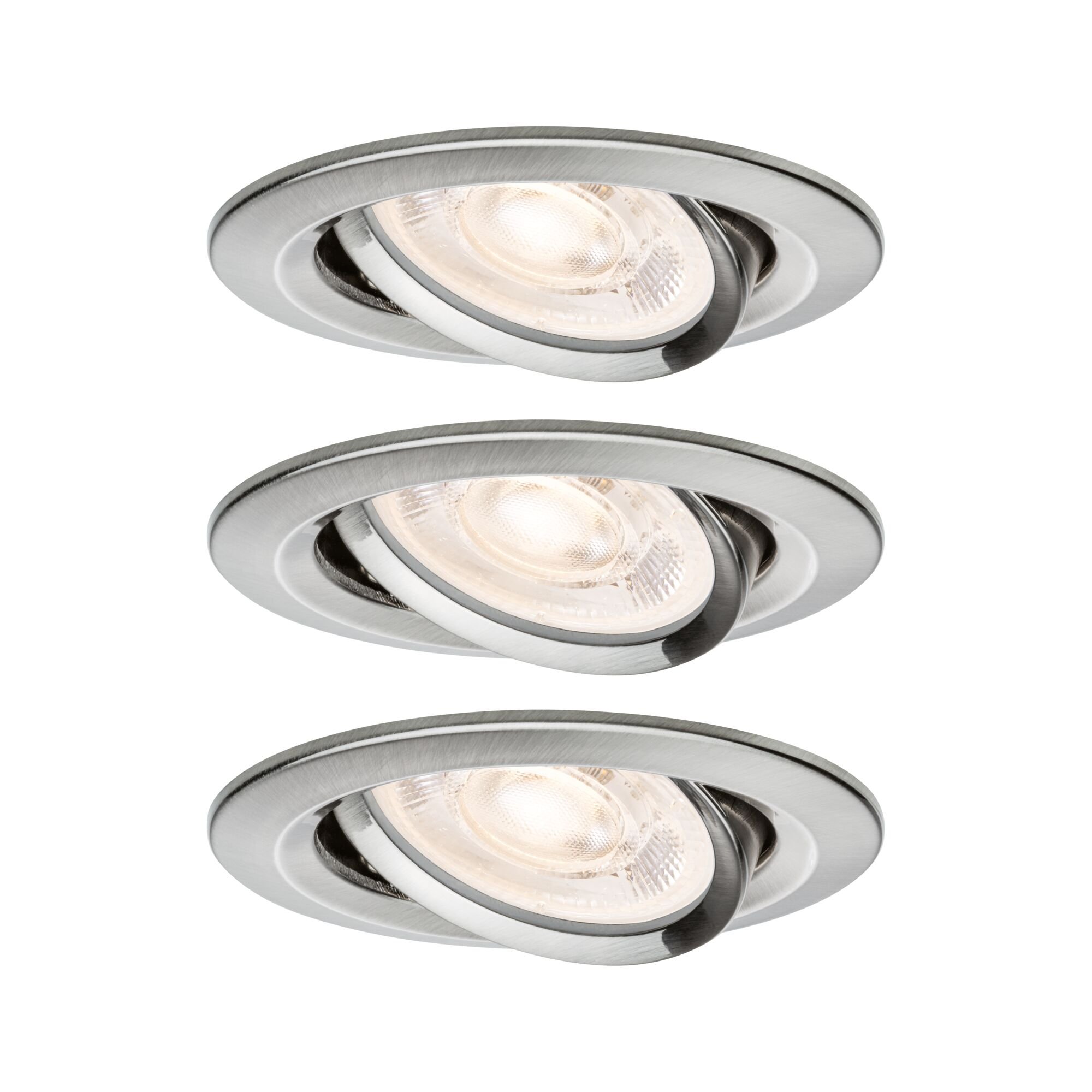 Levně P 92417 LED vestavné svítidlo Nova Plus GU10 Flat IP65 93mm 3x4,9W 230V stmívatelné 2700K kov kartáčovaný - PAULMANN