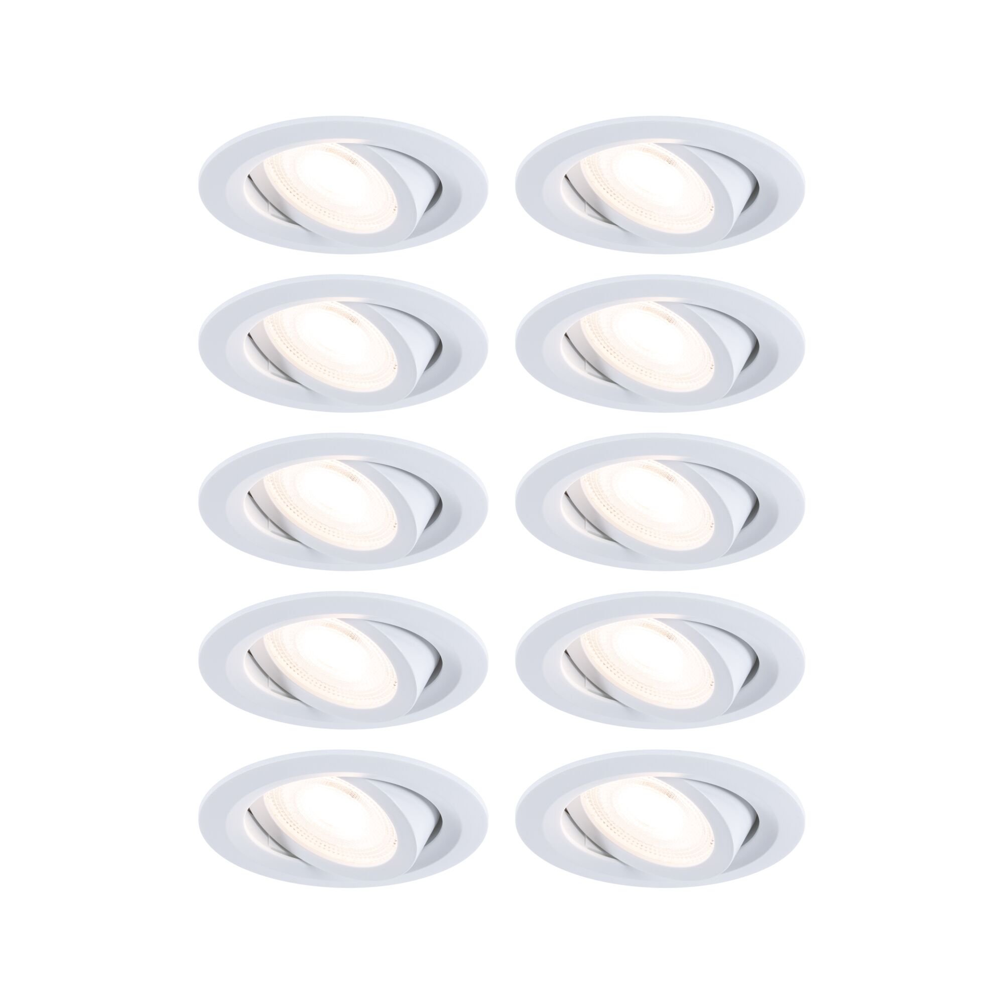 P 93164 LED vestavné svítidlo FixedLED 10ks sada výklopné 25° 10x4,8W 230V 3000K bílá - PAULMANN
