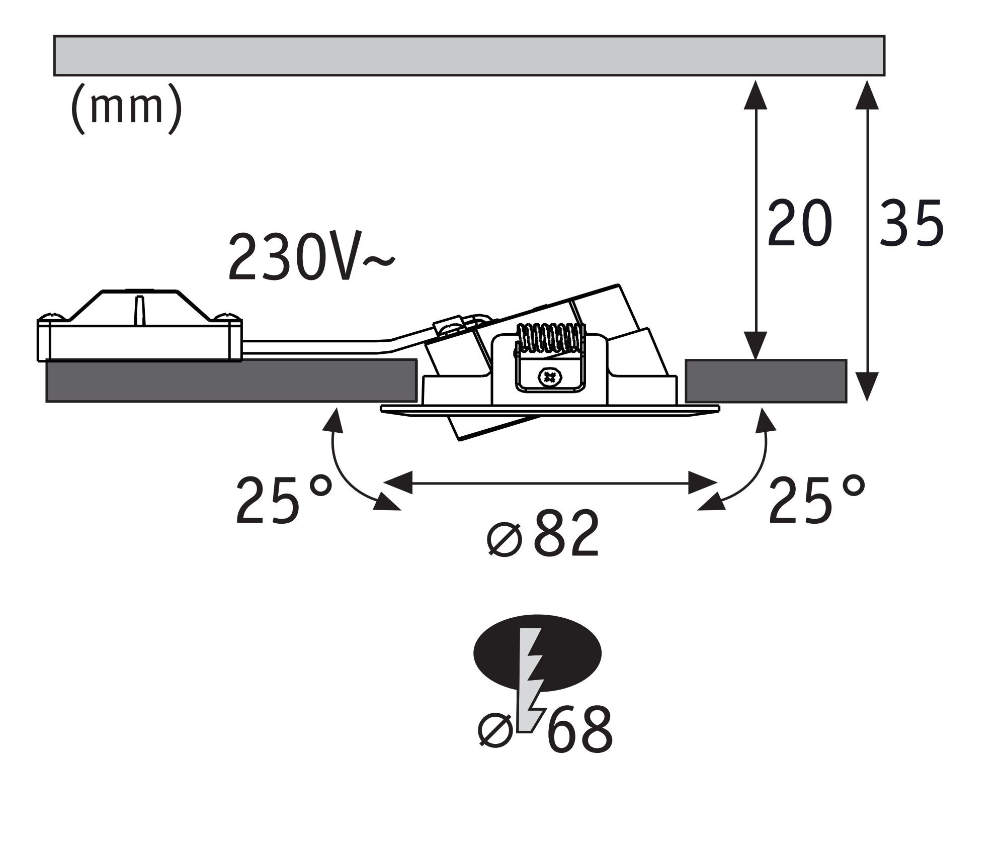 P 93166 LED vestavné svítidlo FixedLED 20ks sada výklopné 25° 20x4,8W 230V 3000K bílá - PAULMANN (obrázek 5)