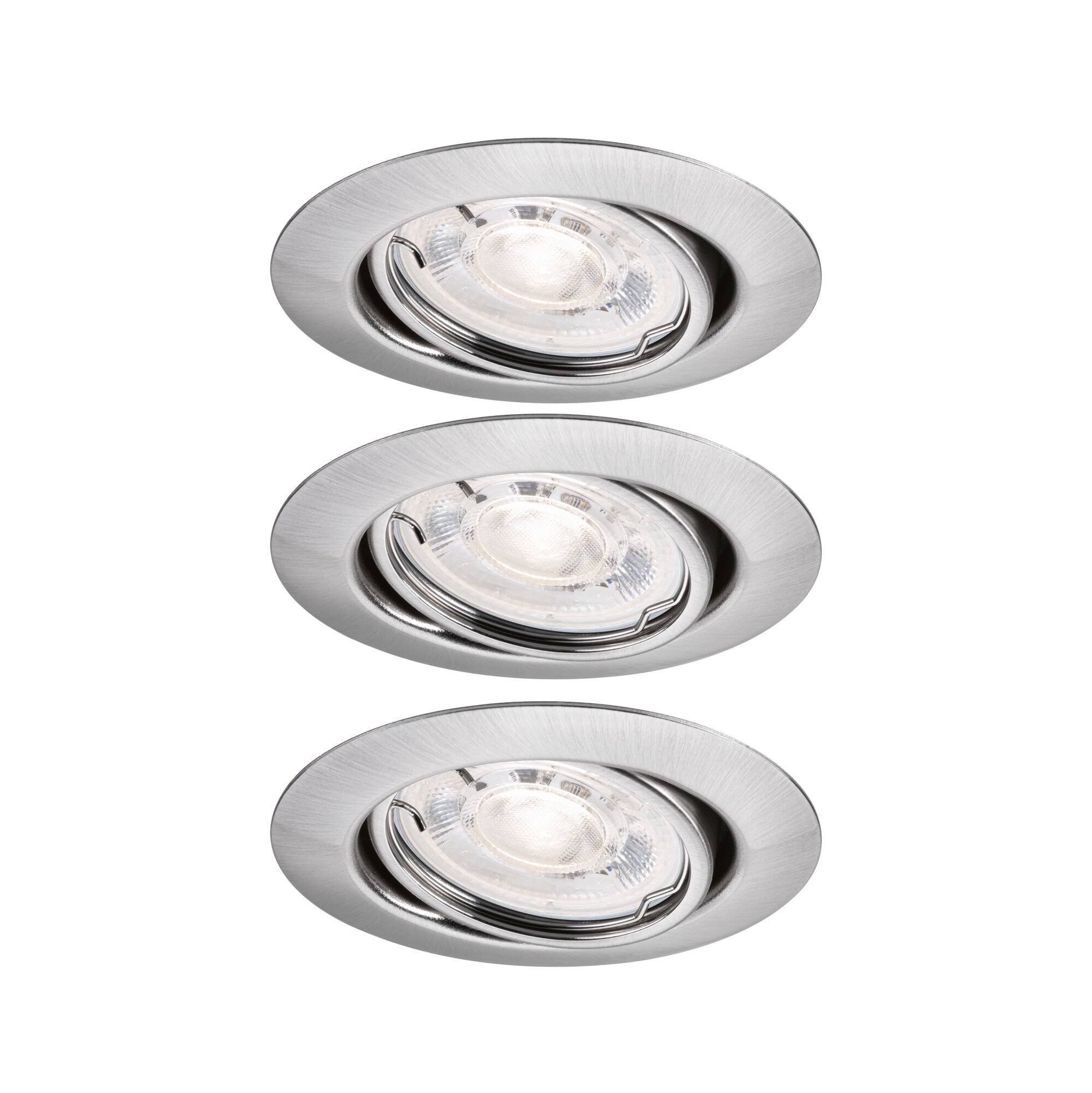 Levně P 94950 LED vestavné svítidlo Base GU10 Flat výklopné 3x4W 230V 2700K kov kartáčovaný - PAULMANN