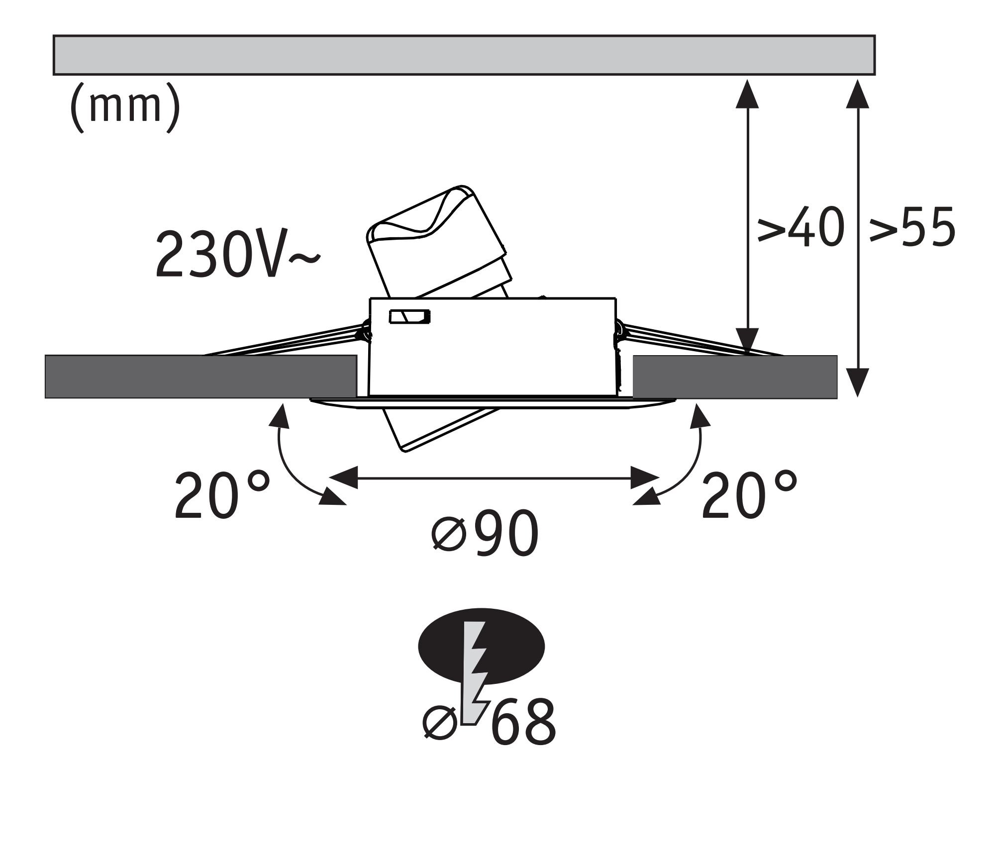 P 94952 LED vestavné svítidlo Base GU10 Flat výklopné 3x4,9W 230V stmívatelné 2700K bílá - PAULMANN (obrázek 5)