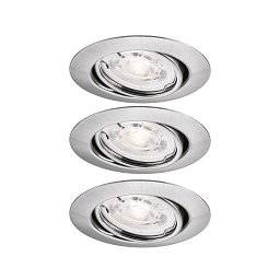 Obrázek pro produkt LED vestavné svítidlo Base GU10 Flat výklopné 3x4,9W 230V stmívatelné 2700K kov kartáčovaný - PAULMANN