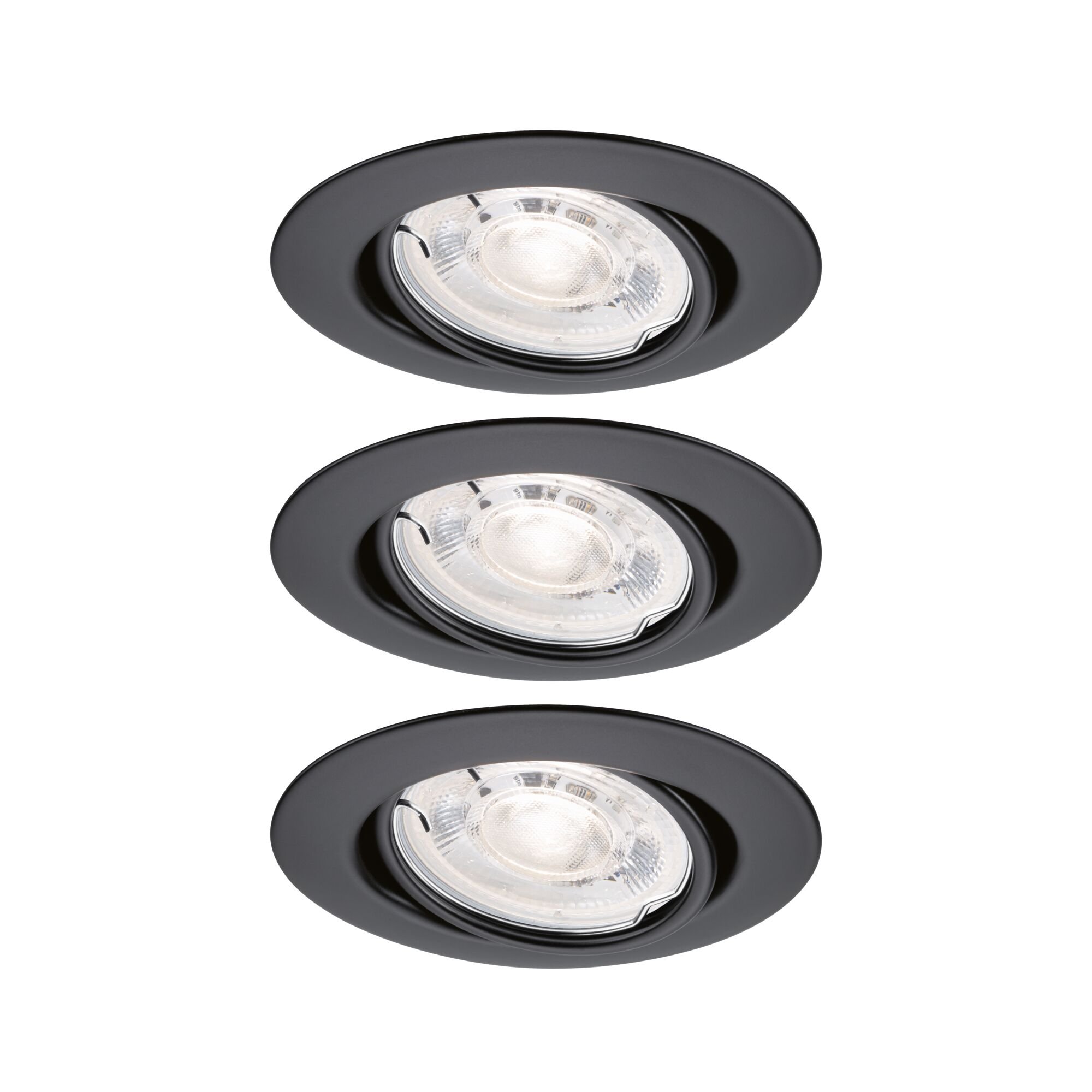 P 94954 LED vestavné svítidlo Base GU10 Flat výklopné 3x4,9W 230V stmívatelné 2700K černá mat - PAULMANN