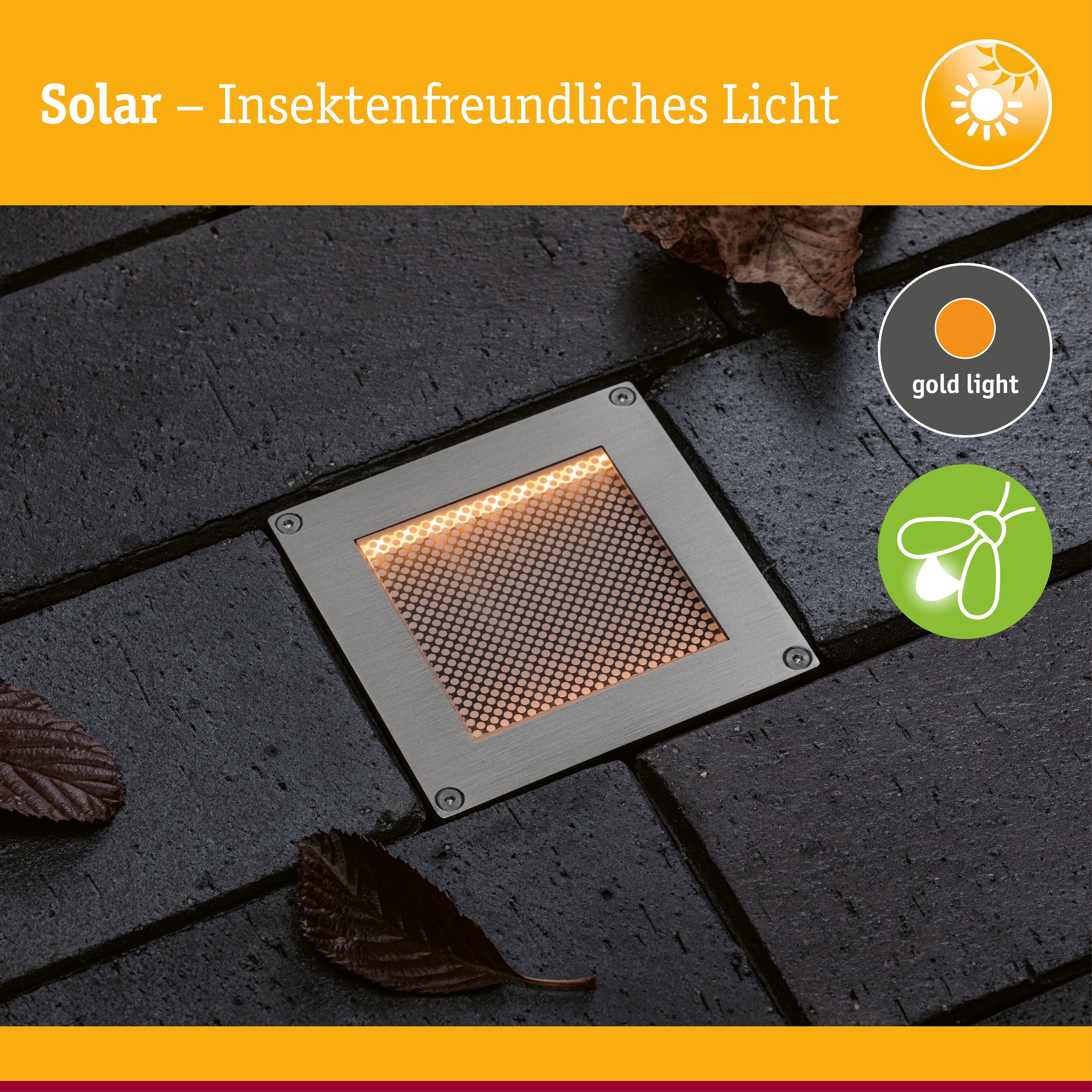 P 95743 Solární LED zemní svítidlo Sorea soumrakový senzor IP67 hranaté 100x100mm 2200K 0,1W 5lm 3,7V kov kartáčovaný ABS/polykarbonát/ocel - PAULMANN (obrázek 5)