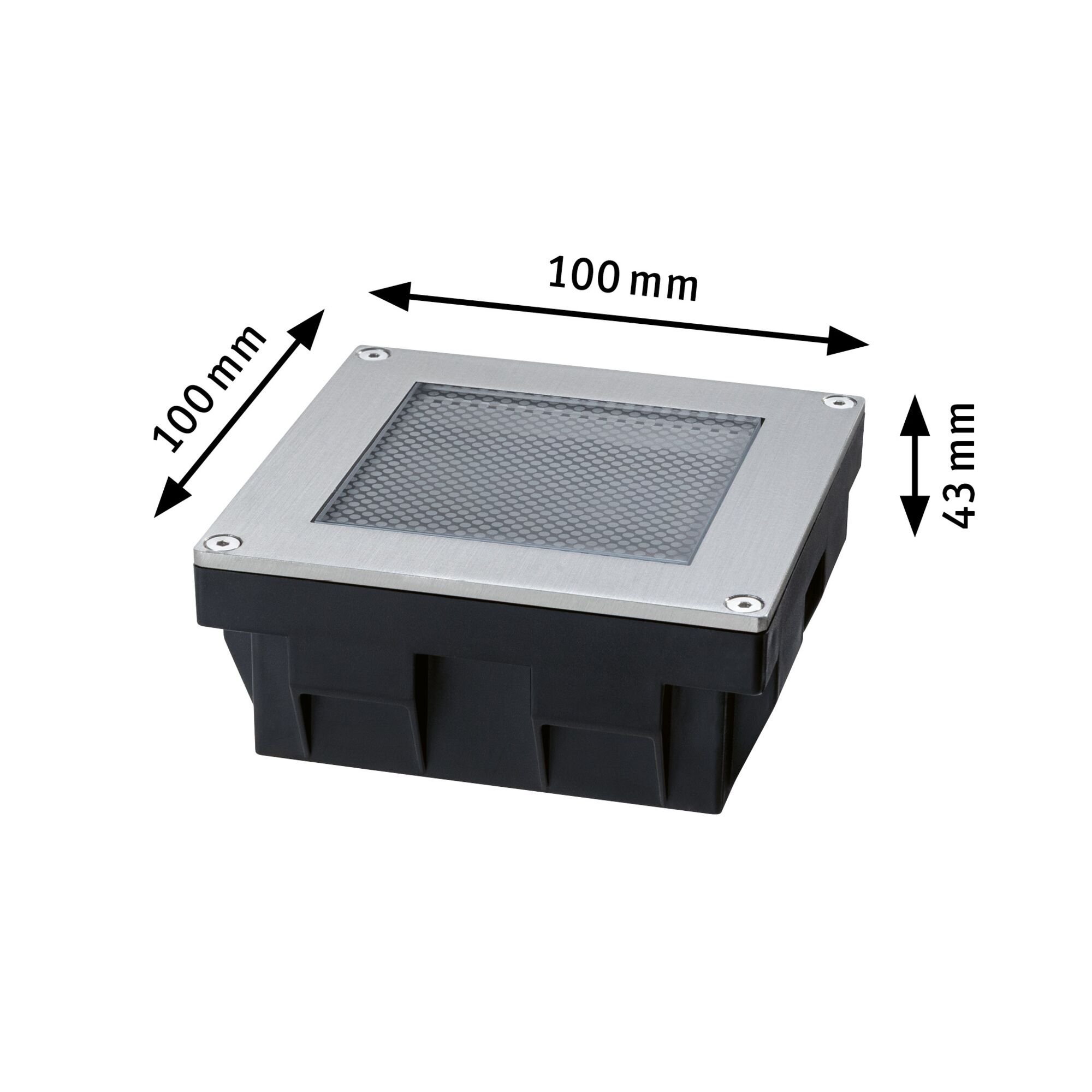 P 95743 Solární LED zemní svítidlo Sorea soumrakový senzor IP67 hranaté 100x100mm 2200K 0,1W 5lm 3,7V kov kartáčovaný ABS/polykarbonát/ocel - PAULMANN (obrázek 6)