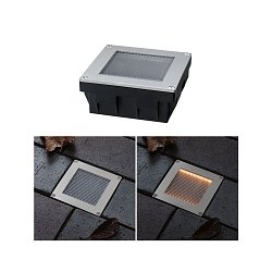 Obrázek pro produkt Solární LED zemní svítidlo Sorea soumrakový senzor IP67 hranaté 100x100mm 2200K 0,1W 5lm 3,7V kov kartáčovaný ABS/polykarbonát/ocel - PAULMANN