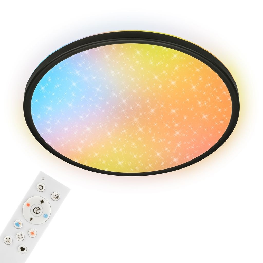 BRI 4093015 Stropní svítidlo SLIM LED AuraGlow hvězdné nebe černé 23W 2800lm 4000K dálk.ovládání - BRILONER