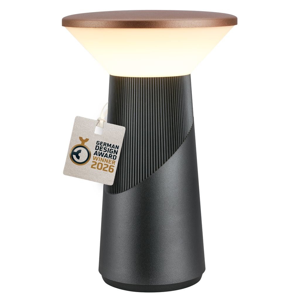 BRI 7675015 PILIA LED stolní lampa dobíjecí antracit / bronz 2,6W 200lm 2700K stmívatelná IP44 - BRILONER