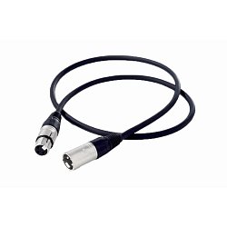 Obrázek pro produkt XLR kabel 3-pólový Male/Female Neutrik černý 1m - DEKOLIGHT