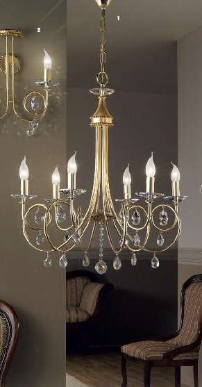 OR LU 1670/6 ZLATO Závěsné svítidlo matné zlato, Swarovski závěsy, průměr 74 cm - ORION