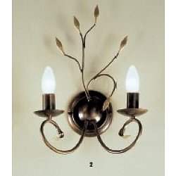 Obrázek pro produkt Nástěnné svítidlo 2xE14 antik, dekor list, výška 40cm, šířka 26c - ORION