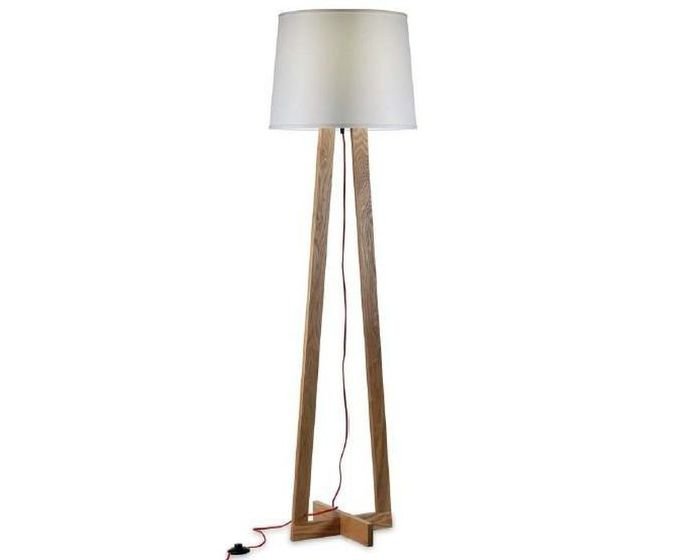 PANIT TER067 MAIKO stojanová lampa dřevo+ stínidlo bílé 230V E27 25W (baleno ve 2 kartonech) - PAN INTERN.