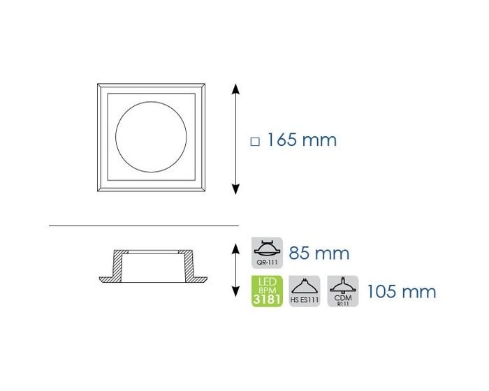 BPM 10046.02 Zápustné svítidlo Milano GU10 - BPM-WHITE (CRISMOSIL/MODULAR) (obrázek 3)