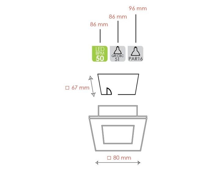 BPM 8011GU Zápustné svítidlo Basit 67 mm GU10 stříbrnošedá - BPM (obrázek 3)