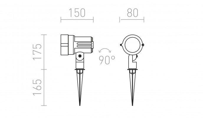 RED R10527 GARY na bodci LED šedá 230V COB LED 10W 45° IP65 3000K - RED - DESIGN RENDL (obrázek 4)