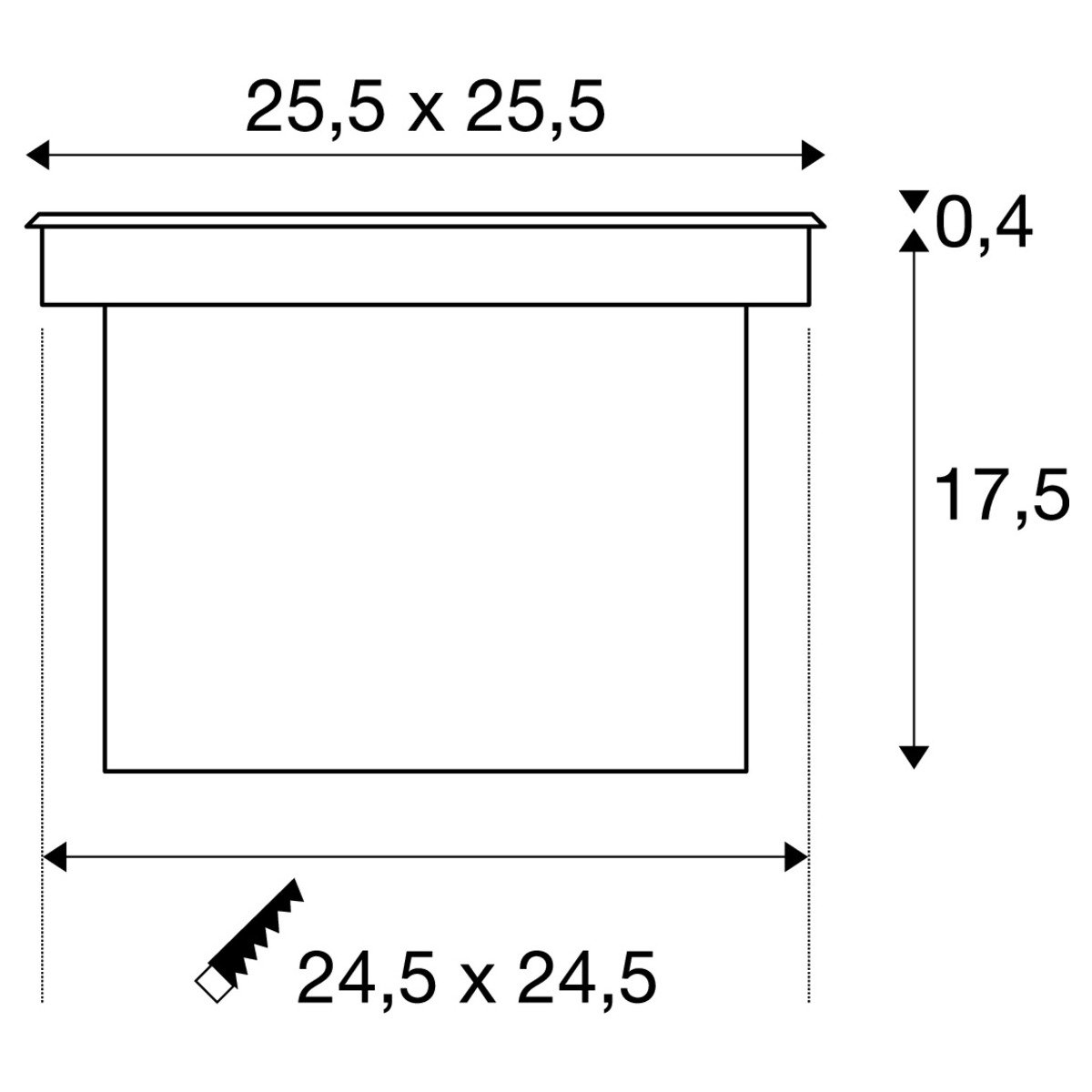 LA 229383 Venkovní svítidlo DASAR LED čtvercová ocel 230V/750mA LED 28W 45° IP67 3000K - BIG WHITE (SLV) (obrázek 5)