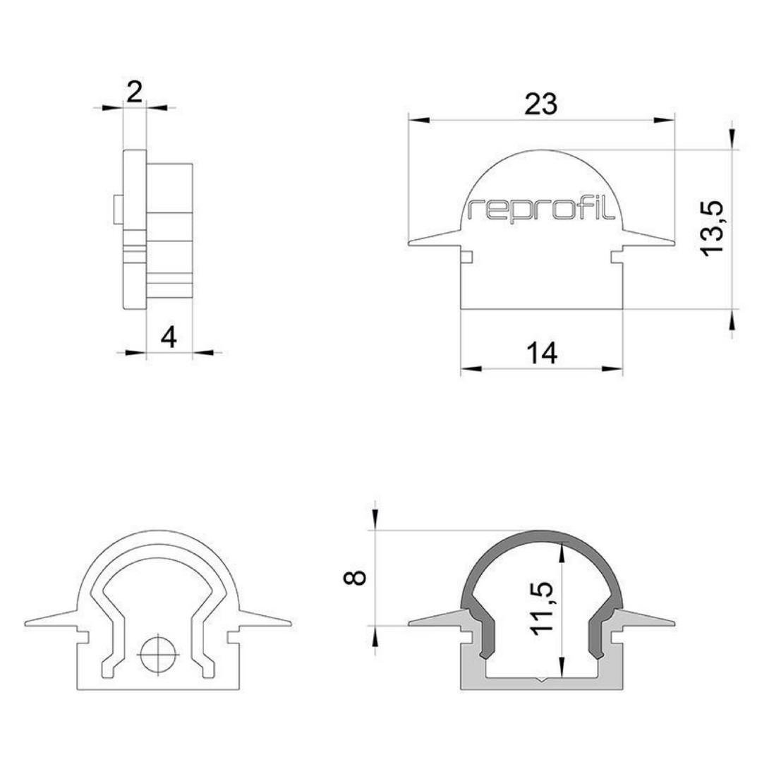 IMPR 979620 Koncovka R-ET-01-08 bílá 23 mm 2 ks - DEKOLIGHT (obrázek 3)