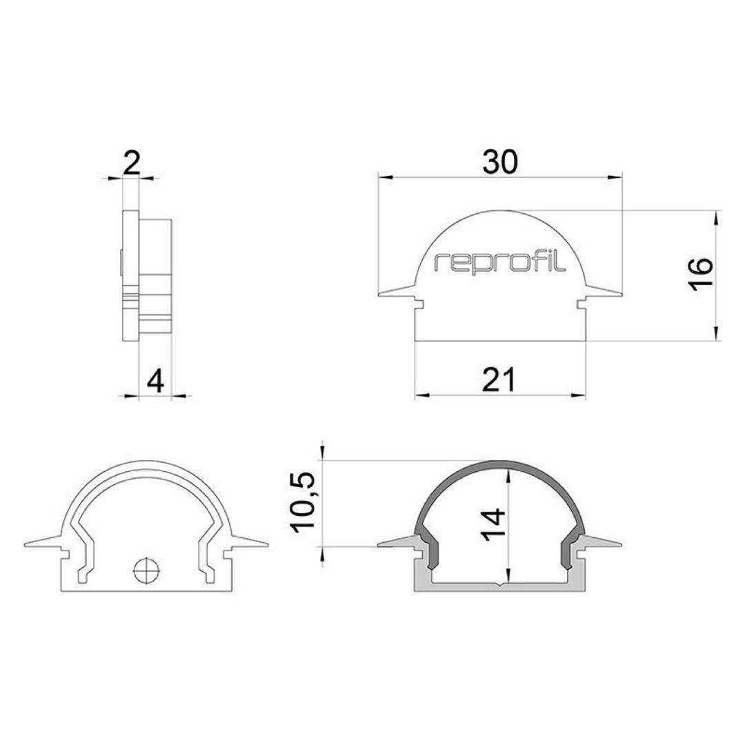 IMPR 979631 Koncovka R-ET-01-15 šedá 30 mm 2 ks - DEKOLIGHT (obrázek 3)