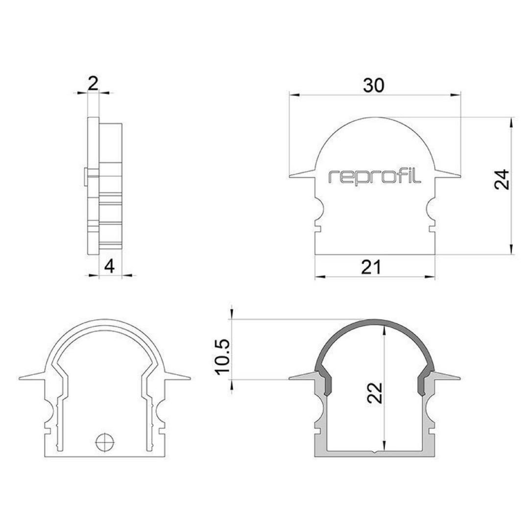 IMPR 979651 Koncovka R-ET-02-15 šedá 30 mm 2 ks - DEKOLIGHT (obrázek 3)