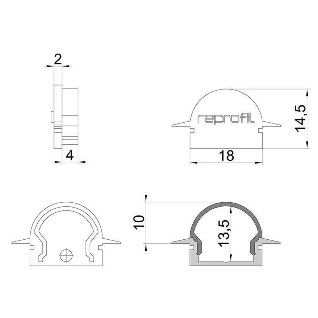 IMPR 979551 Koncovka R-ET-01-12 šedá 27 mm 2 ks - DEKOLIGHT (obrázek 3)