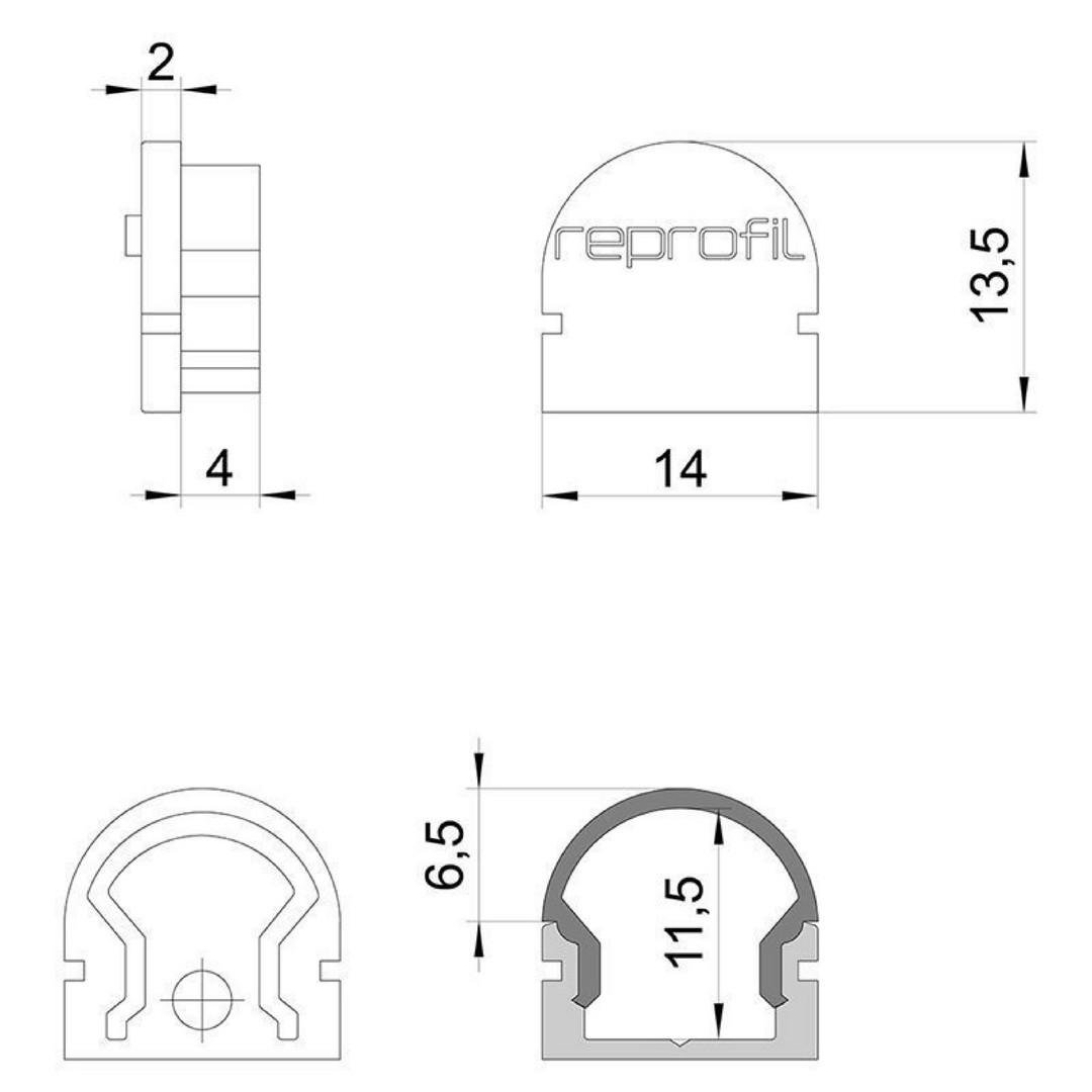 IMPR 979580 Koncovka R-AU-01-08 bílá 14 mm 2 ks - DEKOLIGHT (obrázek 3)