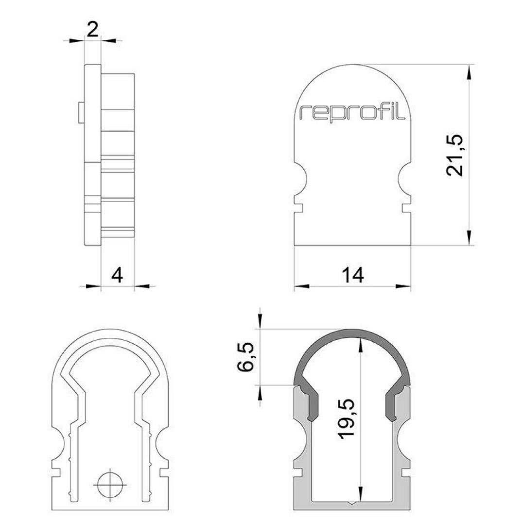 IMPR 979601 Koncovka R-AU-02-08 šedá 14 mm 2 ks - DEKOLIGHT (obrázek 3)