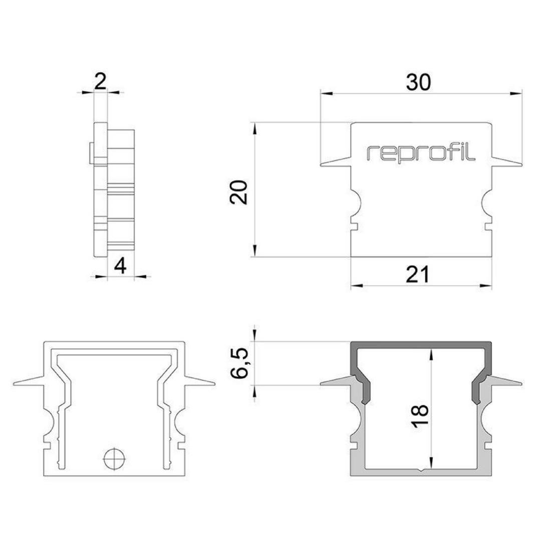 IMPR 979150 Koncovka H-ET-02-15 bílá 30 mm 2 ks - DEKOLIGHT (obrázek 3)