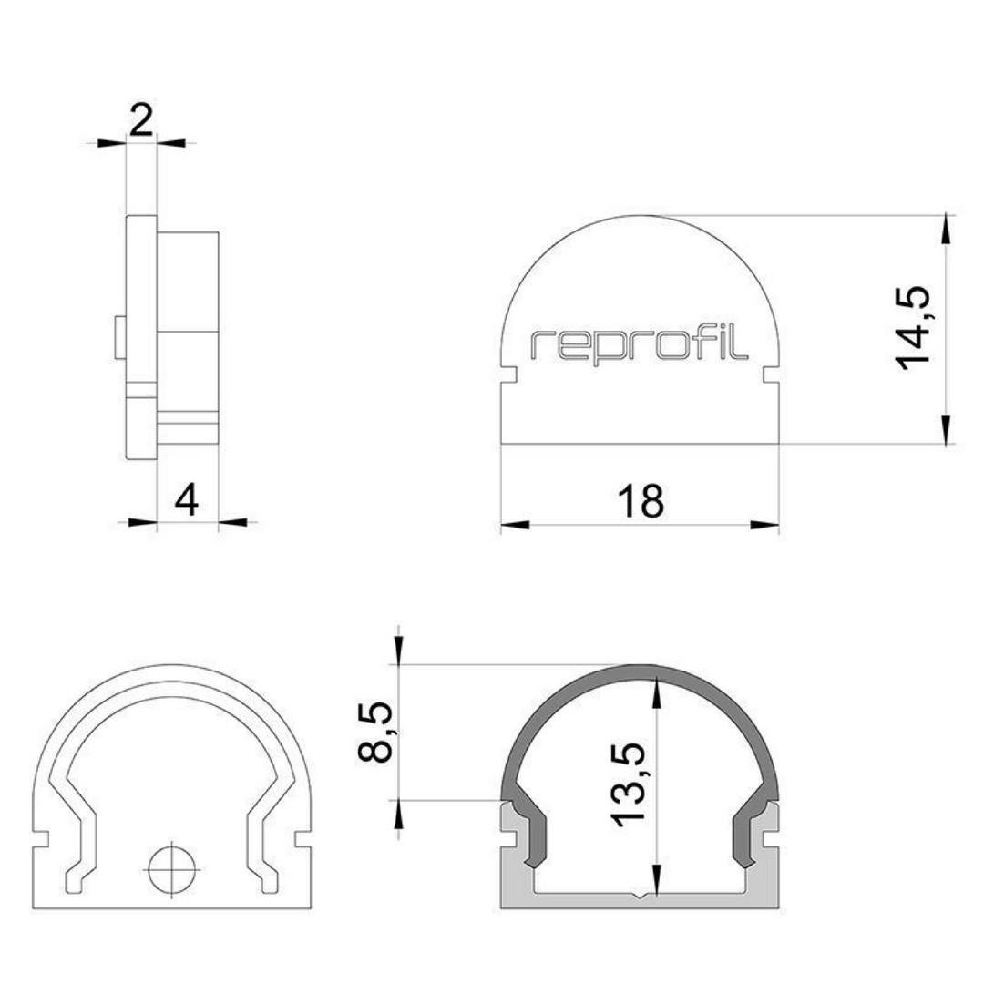 IMPR 979510 Koncovka R-AU-01-12 bílá 18 mm 2 ks - DEKOLIGHT (obrázek 3)