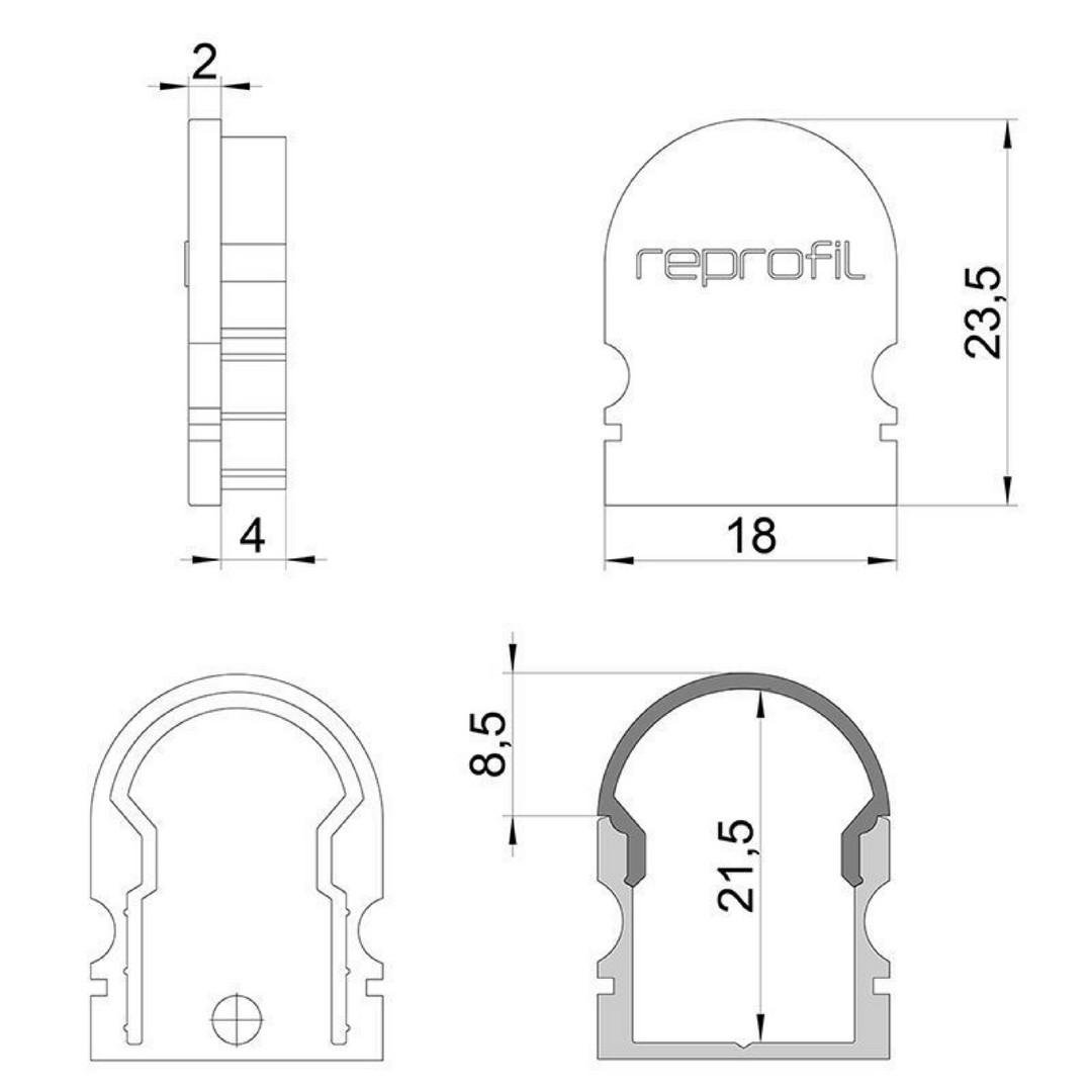 IMPR 979530 Koncovka R-AU-02-12 bílá 18 mm 2 ks - DEKOLIGHT (obrázek 3)