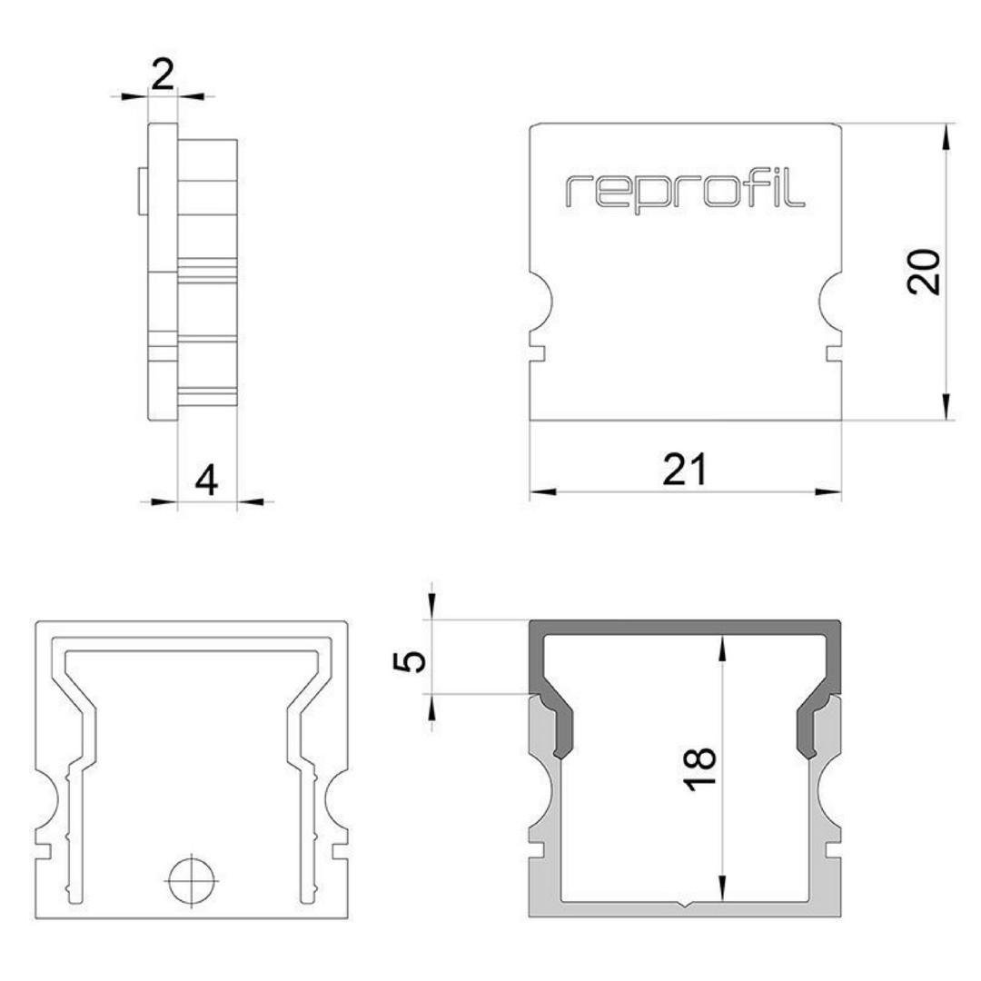 IMPR 979111 Koncovka H-AU-02-15 šedá 21 mm 2 ks - DEKOLIGHT (obrázek 3)