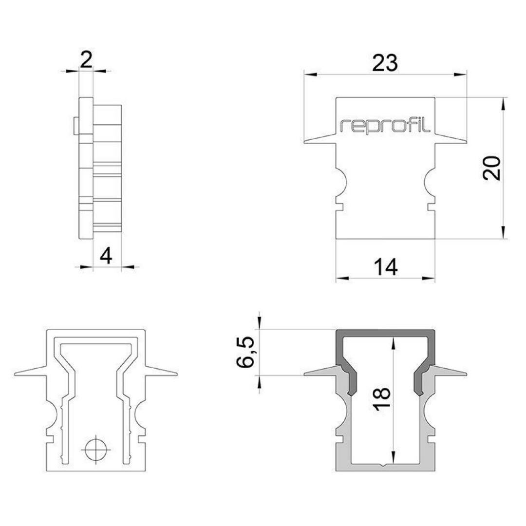IMPR 979140 Koncovka H-ET-02-08 bílá 23 mm 2 ks - DEKOLIGHT (obrázek 3)