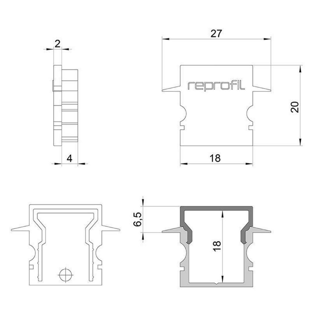 IMPR 979072 Koncovka H-ET-02-12 černá 27 mm 2 ks - DEKOLIGHT (obrázek 3)