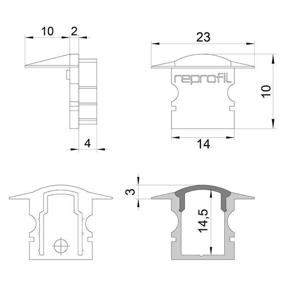 IMPR 978621 Koncovka F-ET-02-08 šedá 23 mm 2 ks - DEKOLIGHT (obrázek 3)