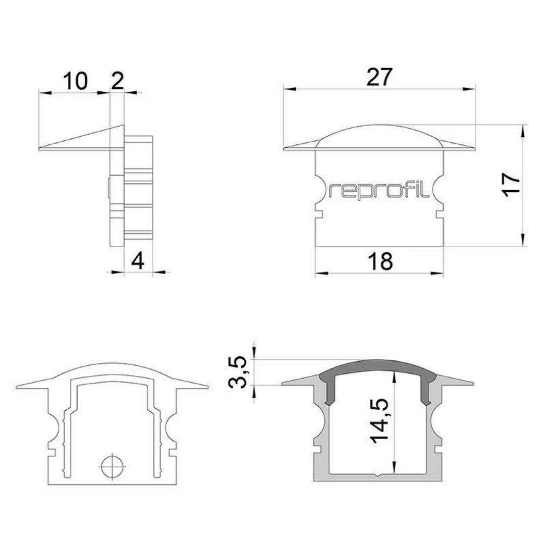 IMPR 978640 Koncovka F-ET-02-12 bílá 27 mm 2 ks - DEKOLIGHT (obrázek 3)