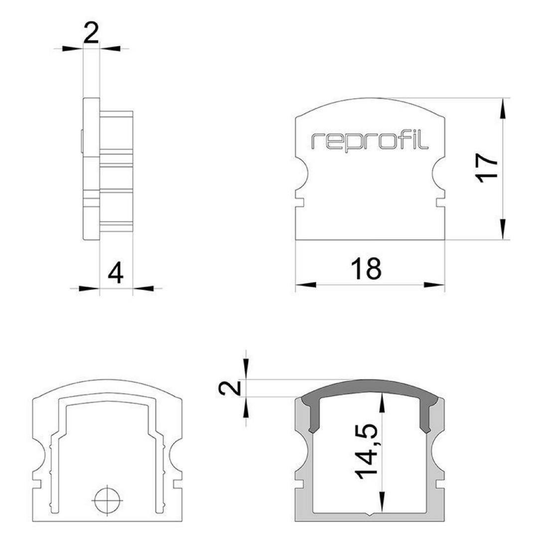 IMPR 978560 Koncovka F-AU-02-12 bílá 18 mm 2 ks - DEKOLIGHT (obrázek 3)