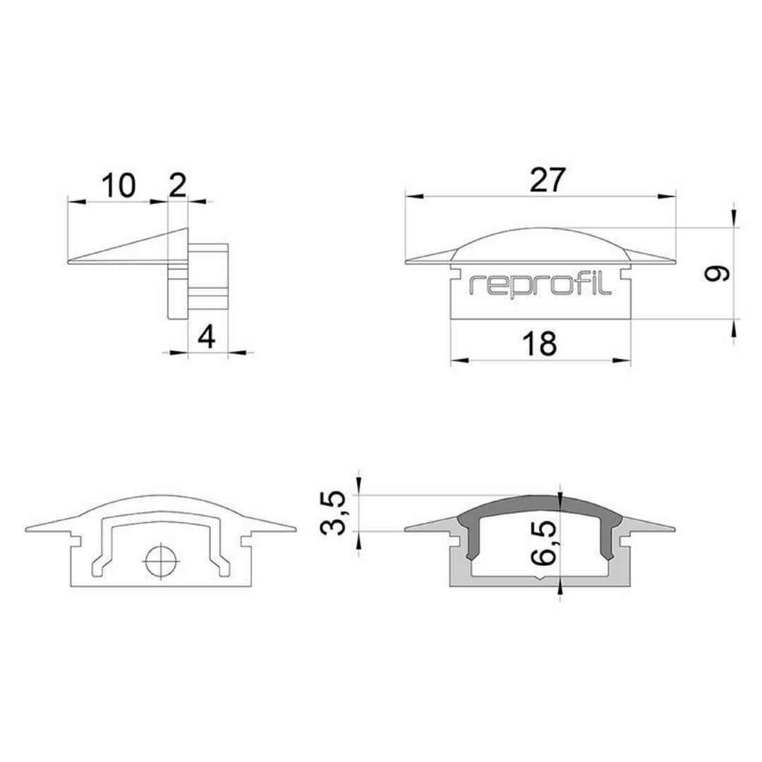 IMPR 978601 Koncovka F-ET-01-12 šedá 27 mm 2 ks - DEKOLIGHT (obrázek 3)