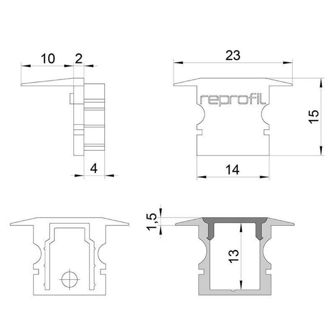 IMPR 978120 Koncovka P-ET-02-08 bílá 23 mm 2 ks - DEKOLIGHT (obrázek 3)
