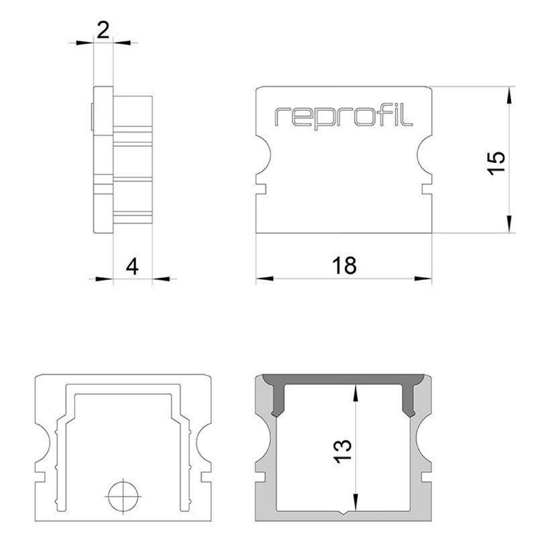 IMPR 978060 Koncovka P-AU-02-12 bílá 18 mm 2 ks - DEKOLIGHT (obrázek 3)