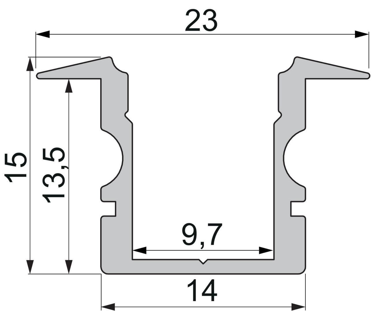 IMPR 975100 ET-02-08 vysoký T-profil pro 8 - 9,3 mm LED pásek matná stříbrná - DEKOLIGHT (obrázek 6)