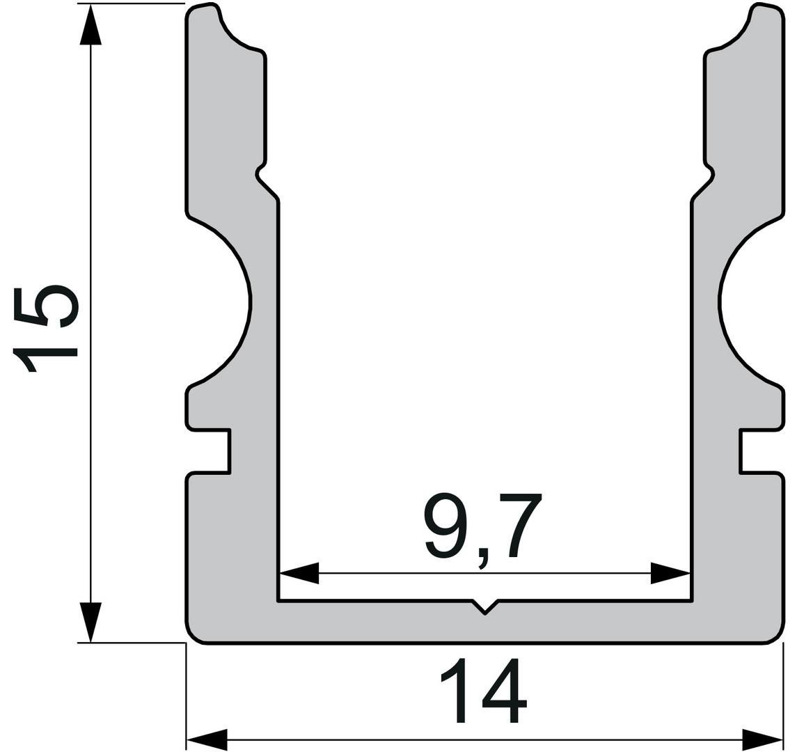 IMPR 970103 AU-02-08 vysoký U-profil pro 8 - 9,3 mm LED pásek matná černá - DEKOLIGHT (obrázek 4)