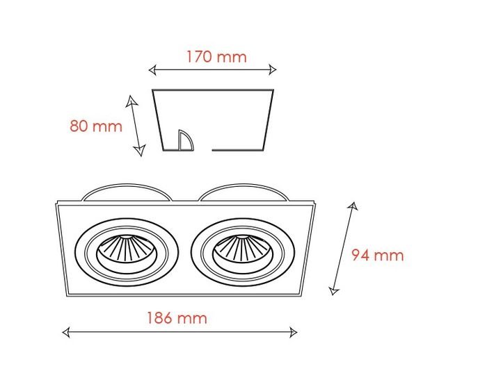 BPM 3055GU Vestavné svítidlo Aluminio Negro, černá, 2x50W, 230V - BPM (obrázek 5)