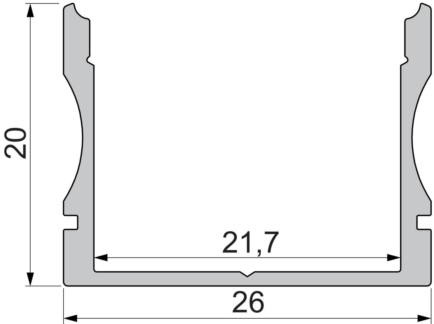 IMPR 970201 Profil U vysoký AU-02-20 eloxovaný hliník délka 2m - DEKOLIGHT (obrázek 5)