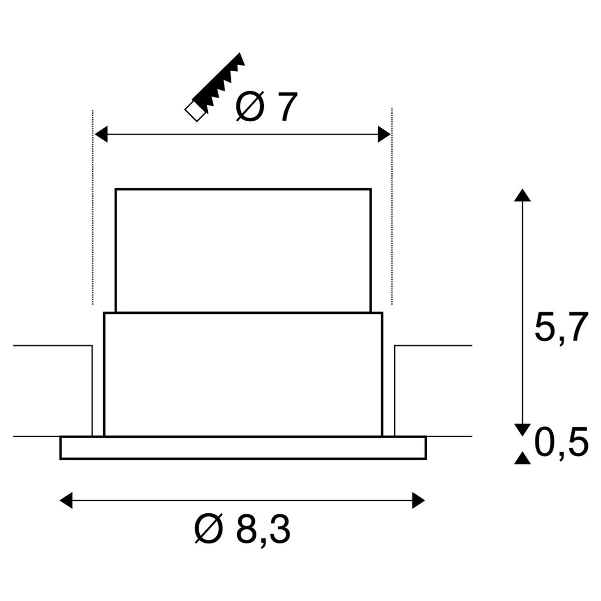 LA 114441 PATTA-F zápustná stropní kruhová bílá 230V/500mA 9W 38° IP65 3000K - BIG WHITE (SLV) (obrázek 5)