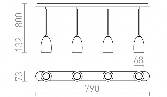 RED R12083 BABADES IV závěsná chrom 230V GU10 4x50W - RED - DESIGN RENDL (obrázek 3)