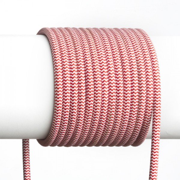 RED R12227 FIT textilní kabel 3X0,75 1bm červená/bílá - RED - DESIGN RENDL