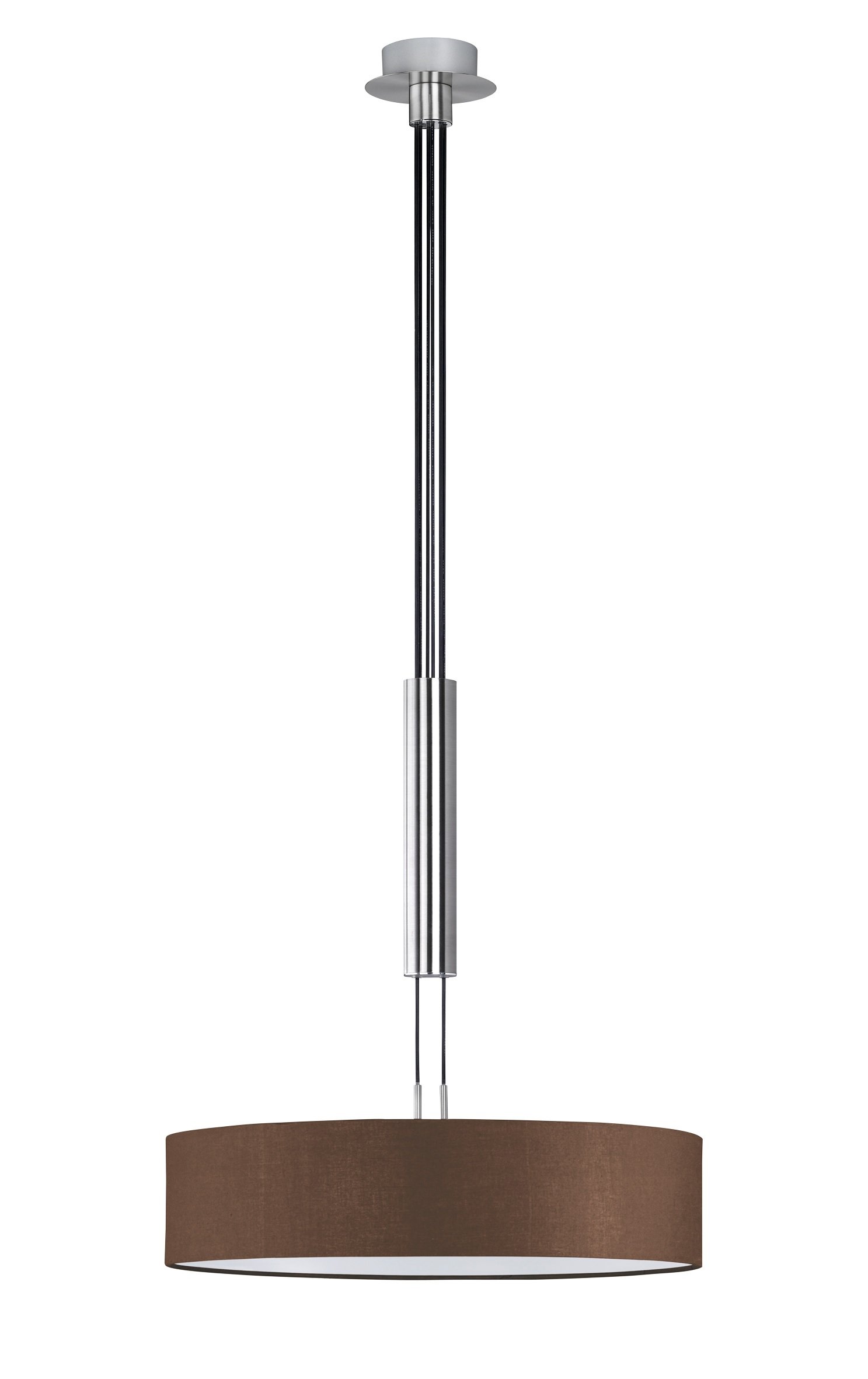 Levně TR 303300314 Závěsné svítidlo HOTEL látkové hnědé 3x E27 60W Ø 50cm matný nikl - TRIO