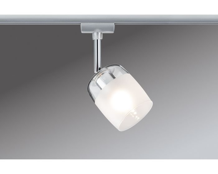 P 95338 URail spot Blossom matný chrom čiré / satin sklo max. 10W G9 - PAULMANN