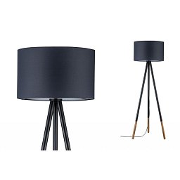 Obrázek pro produkt Stojací lampa Neordic Rurik látkové stínidlo šedé / dřevo - PAULMANN