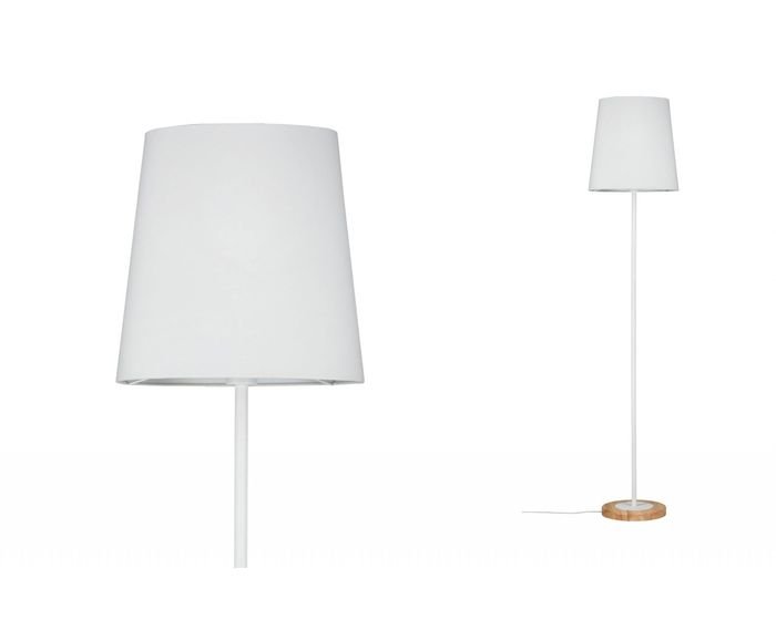 P 79634 Stojací lampa Neordic Stellan látkové stínidlo bílá / dřevo - PAULMANN